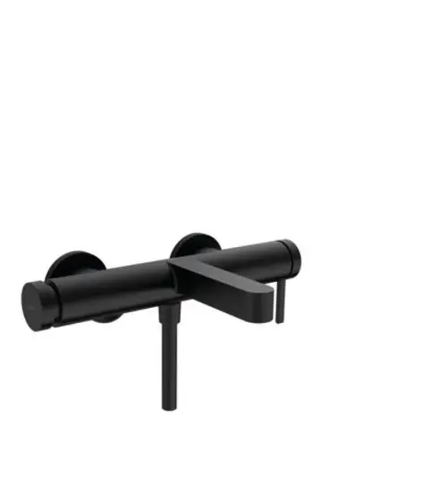 Schwarzer Einhebelmischer von Hansgrohe zum Aufputzmontieren, mit einem klaren, minimalistischen Design und einer mittig angeordneten Bedienung.